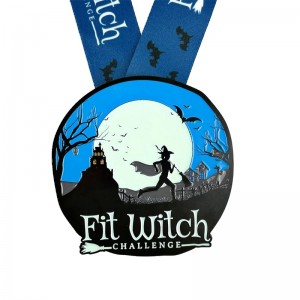 Unikke feriekørsel medaljer 7/8-tommer mat sort metal medalje Halloween lysendenatmedaljer