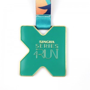 Brugerdefinerede medaljer Emalje 3D Gold Metal Award Marathon Running Sport Medal