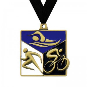 Smuk designmedalje 3D UV -udskrivning Emalje medaljontriathlonmedaljer