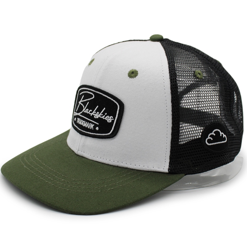 Brugerdefineret brand logo 3D broderi brugerdefineret logo bomuld flere farver trucker cap til udendørs sport