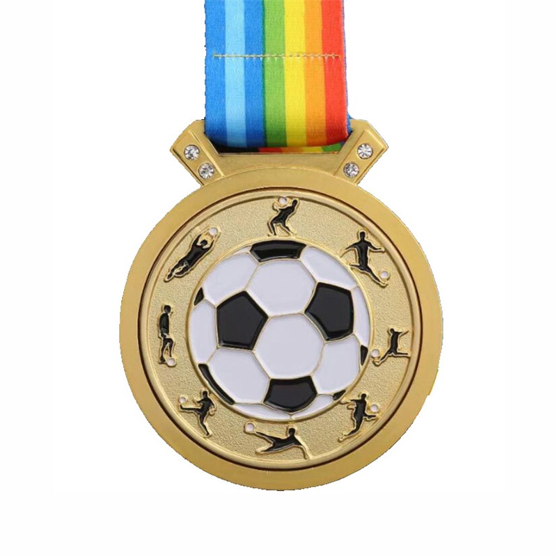 Gag Design Metal 3D Logo Fodboldfodbold Race Sports Gold Award Medals Factory Custom Medal med bånd