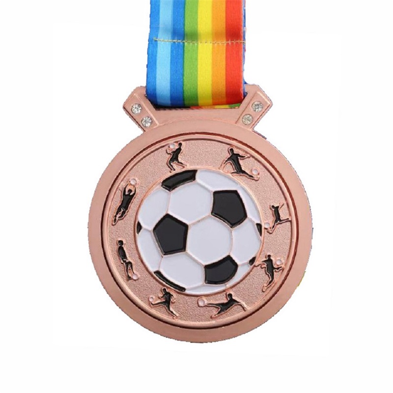 Gag Design Metal 3D Logo Fodboldfodbold Race Sports Gold Award Medals Factory Custom Medal med bånd