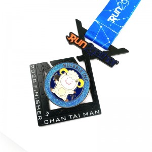 Fabrik engros zink legering souvenir plettering sort dyre display metalmedalje