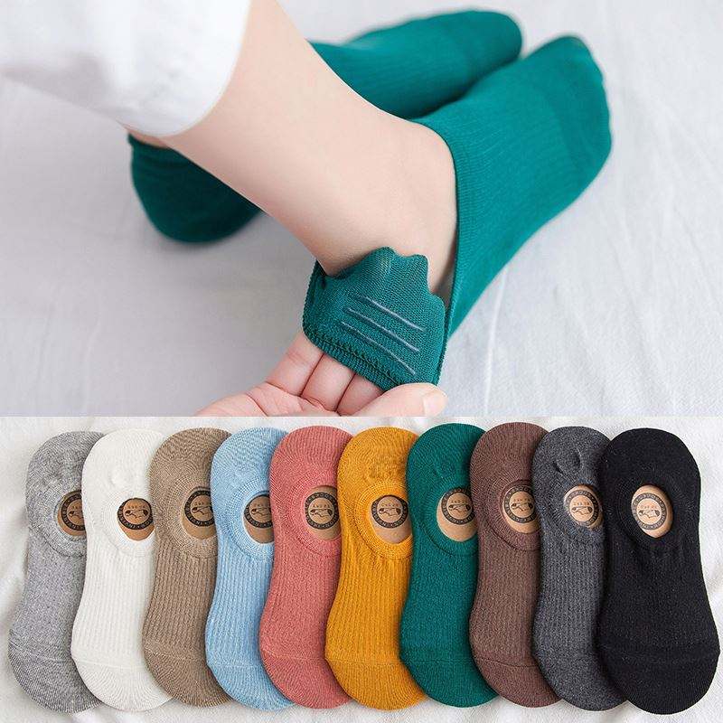 Engros kvinder usynlige sokk Fast farve bomuld åndbare sokker