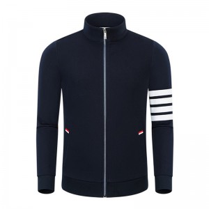 Forår og efterår Ny fire bar bomuldsmode afslappet lille stand krave mænds og kvinders lynlås lange ærme cardigan frakke