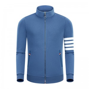 Forår og efterår Ny fire bar bomuldsmode afslappet lille stand krave mænds og kvinders lynlås lange ærme cardigan frakke