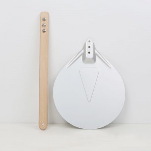 Træhåndtag 7 tommer aluminium pizza drejer skræl pizza turner rund pizza spatel pizza ovn tilbehør