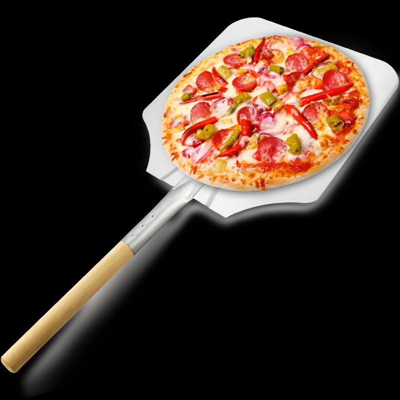 Træhåndtag 12nch/14inch/16inch aluminium pizza peel pizza skovl pizza spatel pizza padle