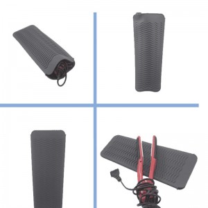 Resistent silikonemåttepose, bærbar varmebestandig dækning af pose-rejserhår Curler-skridsikre mat til krøllejern, hårets glattejern, krøllestavopbevaring