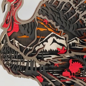 3D træ dyr flamingo artefakt