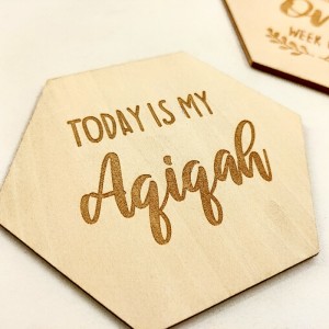 Wooden Milestone Card Wooden Laser udskåret Polygon Baby \\\\ \'s første fødselsdag Souvenir Baby Month Card