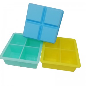 Store isterningbakker 4 hulrum silikone isterning bakker med til fryser stable isterningforme til fremstilling af store firkantede isterninger til cocktails og bourbon