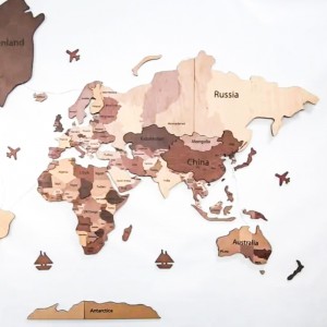 3D Wood World Map