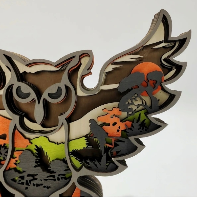 3D Animal Owl Wooden ornamenter