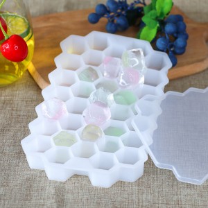 Honeycomb Ice Cube Bakke, 37 Gitter Food Grad Silicone Ice Cube Maker Form med låg let aftagelig formisbakke Form til isfest Kold drikke Whisky Cocktail