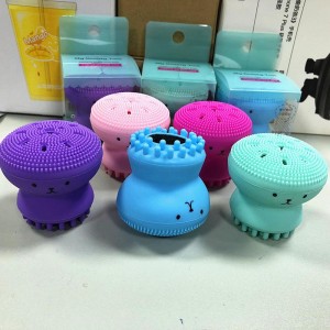 Rensning af børste silikone håndholdt rengøringsbørste og massager, blæksprutte formet rensende børste til dyb rensning blid eksfoliering hudmassage