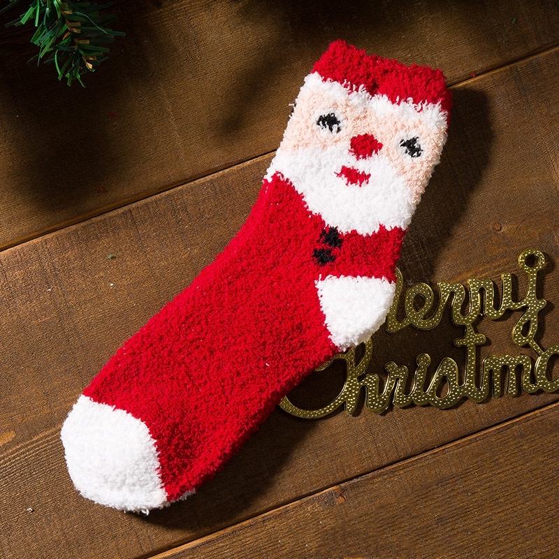 Ny Anti Slip Indoor Cosy Soft Custom Warm Fluffy Fuzzy Christmas Socks
