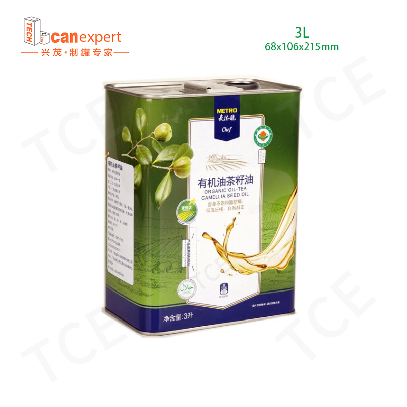 3L Madsklasse rektangulær ekstra jomfru olivenolie tin dåse 2 liter/litre rektangel madolie emballage tin dåse
