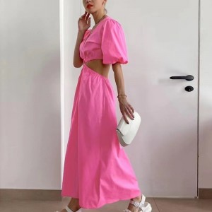 Sexet V-hals lanterne kortærmet kjole