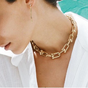 Tyk kædehalskæde Kvindelig Europa og De Forenede Stater Ins let luksusniche Horseshoe Buckle Collarbone Chain