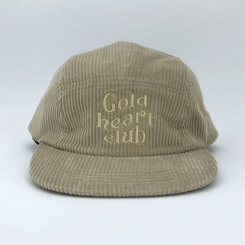 5 panel ustruktureret corduroy blød snapback cap med stof brugerdefineret broderi logo