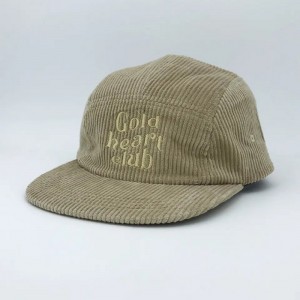 5 panel ustruktureret corduroy blød snapback cap med stof brugerdefineret broderi logo