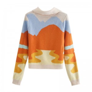Brugerdefineret OEM -logo -sweater Kvinder Jacquard Knitwear Ladies Jumper