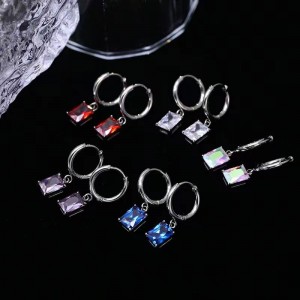 Firkantet mode luksus zirconia øreringe