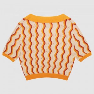 2023 Nyt design Brugerdefineret kvinders strik v hals løs ensfarvet forår sommer T-Shirts kortærmet strikket cardigan sweater