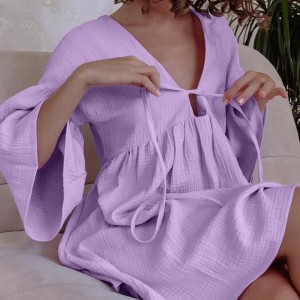 Bomuld pyjamas pyjamas afslappet løs passende hjemmepyjamas