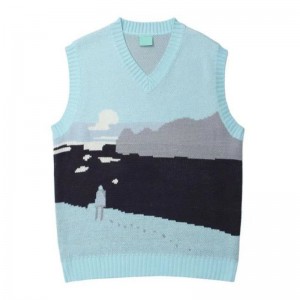 Brugerdefineret logo OEM Knit Sweater Mænds sweatervest