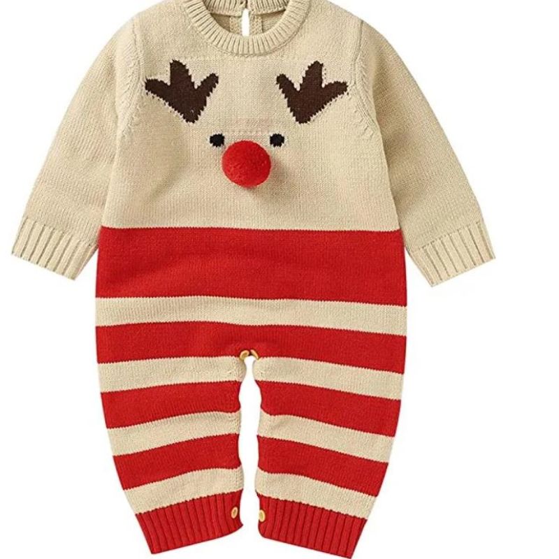 2023 Dennyeste strikkede julebaby -sweater til børn