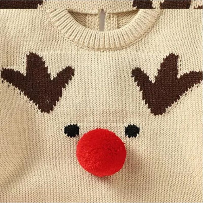 2023 Dennyeste strikkede julebaby -sweater til børn