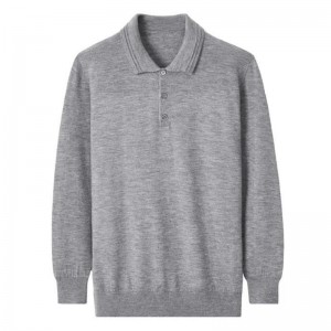 Engros skræddersyet efterårs vintermænds strikkede sweater poloshirt