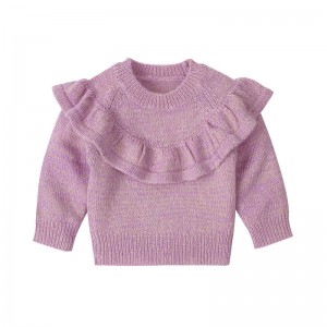 Baby tøj piger langærmet strik ruffle sweater solid farve strikningsmønstre baby piger trøjer