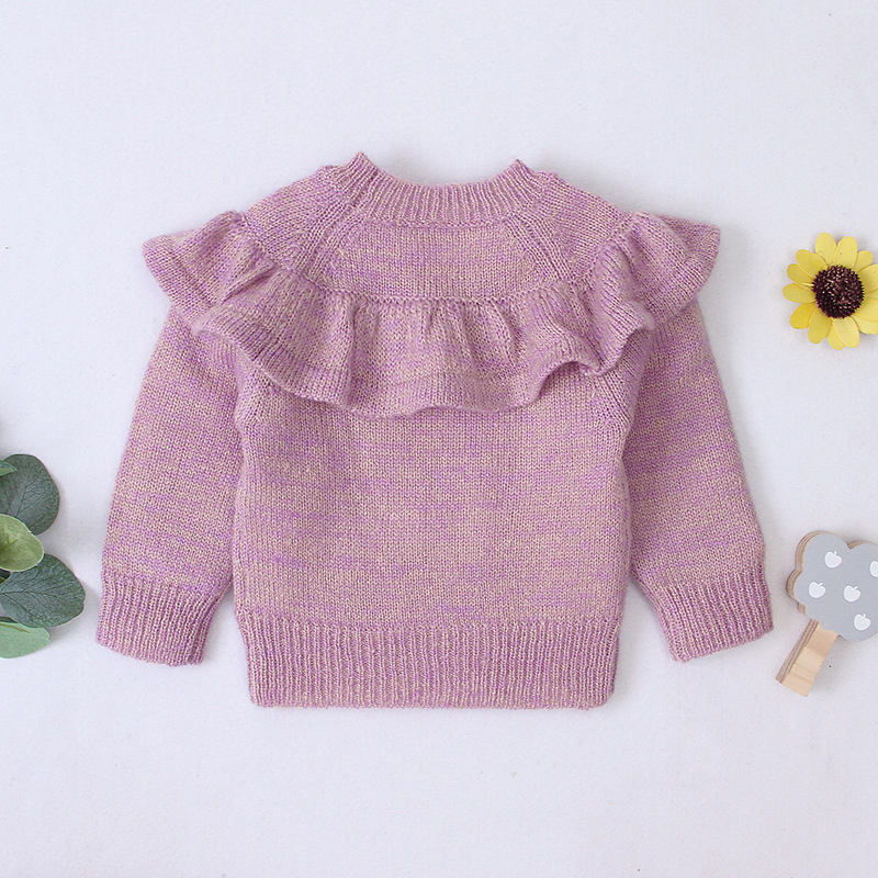 Baby tøj piger langærmet strik ruffle sweater solid farve strikningsmønstre baby piger trøjer