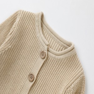 Børn sweater børn afslappet cardigan med solidt beigenyt tøj