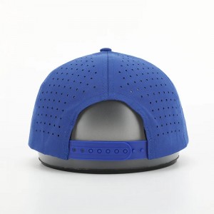 Ny mode tilpasset PVC Patch Logo 5 Panel Vandtæt polyester Sport Golf Hat, Laser Cut Perforated Dad Gorras, Rope Baseball Cap