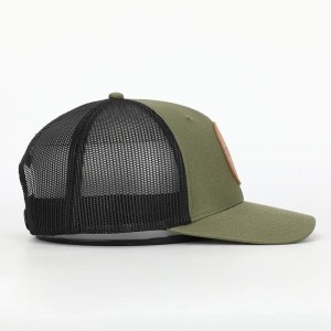Engros brugerdefineret voksen 6 panel læder patch logo Lav profil Richardson 112 Gorras Mesh Snap Back Trucker Cap Hat