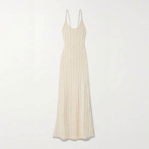 Striktøjsproducenter brugerdefineret rund hals slynge hul ud rygfri sexede kvinder strikket kjole