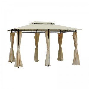 10 \\\\ \'x 13 \\\\\' udendørs blød top lysthus pergola med gardiner, 2-lags stålramme lysthus til gårdhave, fløde hvid