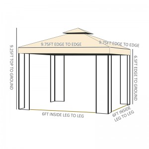 10 \\\\ \'x 10 \\\\\' Metal udendørs gårdhave Gazebo Garden baldakin med aftagelige mesh -gardiner
