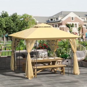 10 \\\\ \'x 10 \\\\\' Metal udendørs gårdhave Gazebo Garden baldakin med aftagelige mesh -gardiner