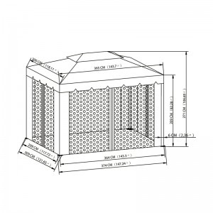 10 ft x 12 ft. Gazebo udendørs aktivitetsbrug med myggenet, chokolade