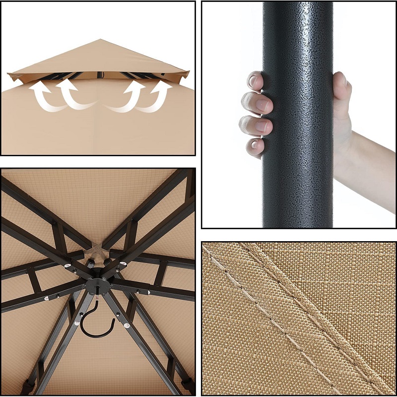 10 \\\\ \'x10 \\\\\' Gazebos til terrasser udendørs hexagonal lysthus mednetting og privatlivets gardiner