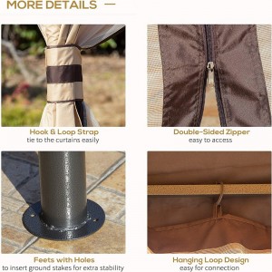 12 \\\\ \'x 10 \\\\\' 2-niveau udendørs lysthus baldakin til gårdhave med lynlås mesh sidevægge, beige