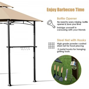 8 \\\\ \'x 5 \\\\\' 2-lags baldakin Top Grill Gazebo Udendørs gårdhave Barbecue Gazebo husly med robust stålramme