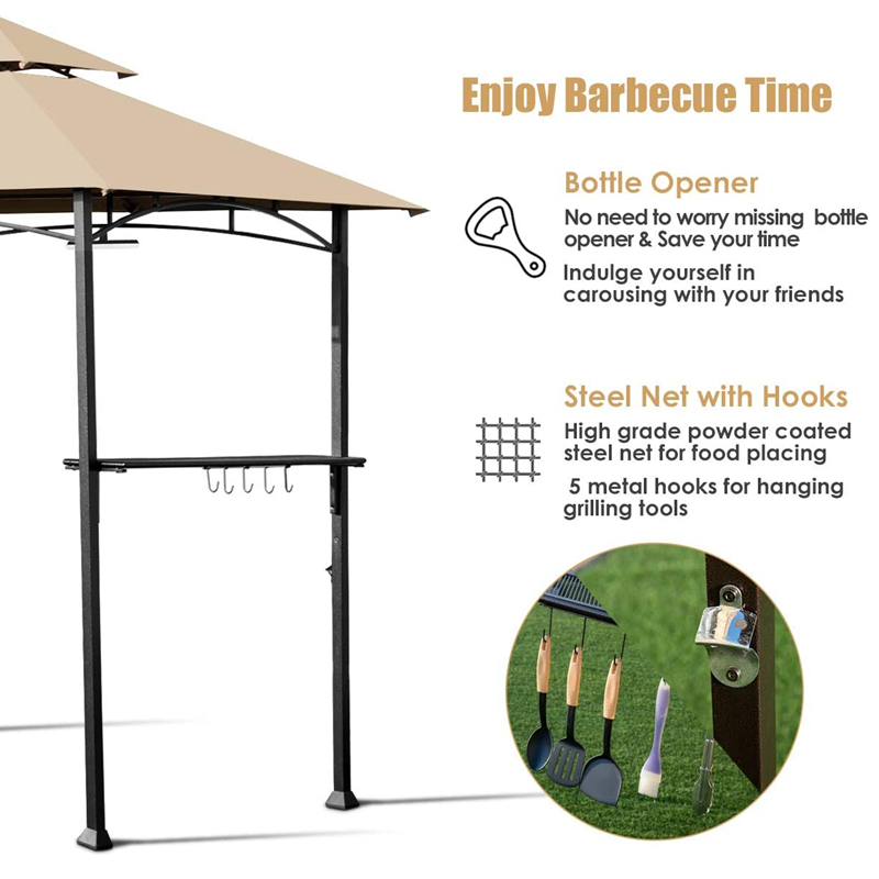 8 \\\\ \'x 5 \\\\\' 2-lags baldakin Top Grill Gazebo Udendørs gårdhave Barbecue Gazebo husly med robust stålramme