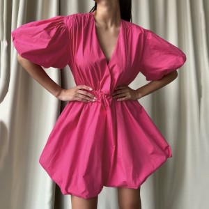 Kortærmet kjole 2023 lantern ærme prinsesse kjole