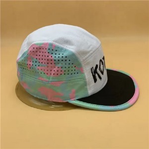 Flat Brim Sports Cap Laser Cut Cap Breathable Ripped Nylon Flat Running Hat Dri-Fit Snapback Cap